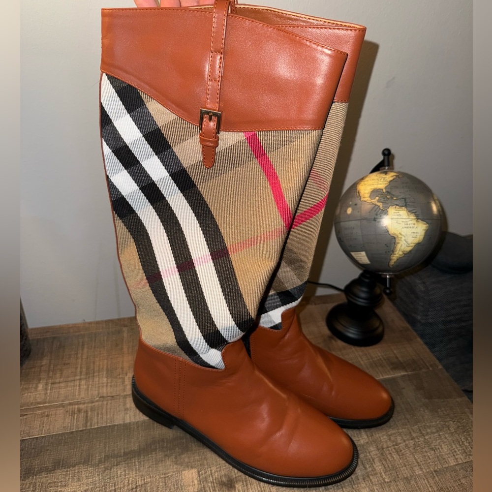Burberry Brown and Tan Plaid Women's Boots